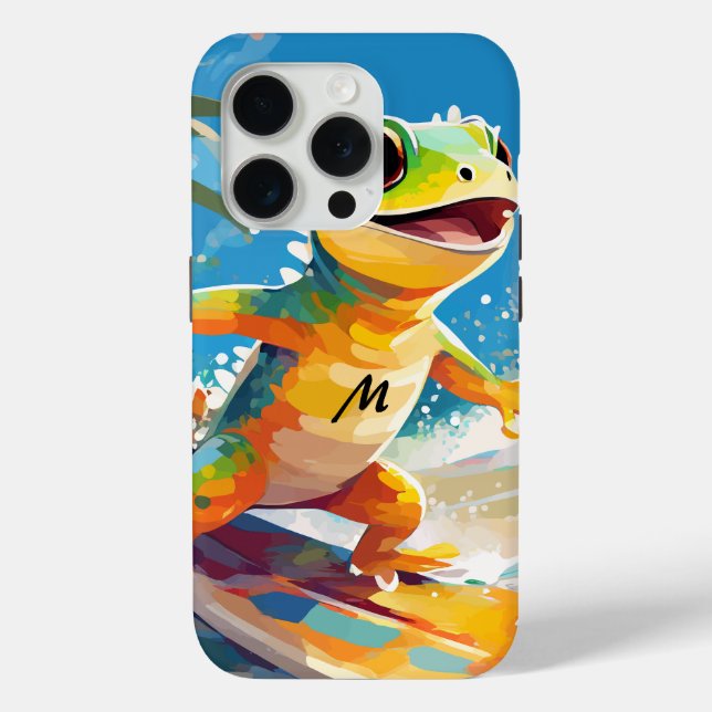 Coques Case-Mate iPhone Surf Gecko Riding Les Vagues (Verso)