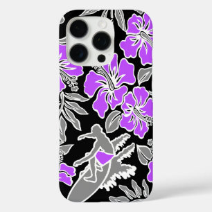 Coques iPhone 16 Pro Surf Pareau Hawaiian Hibiscus Surfing Violet