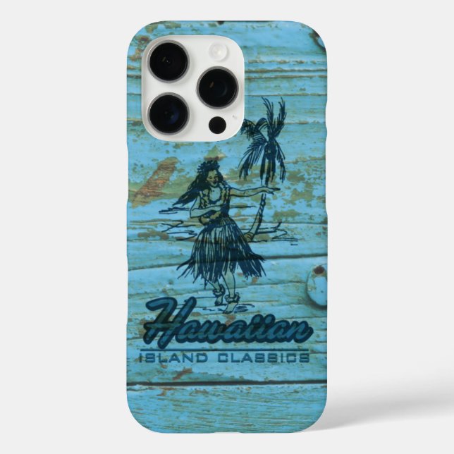 Coques Case-Mate iPhone Surf Shack Hawaiian Faux Wood Turquoise  (Verso)