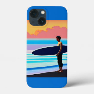 Case-Mate iPhone Case Surfer debout sur une plage au coucher du soleil