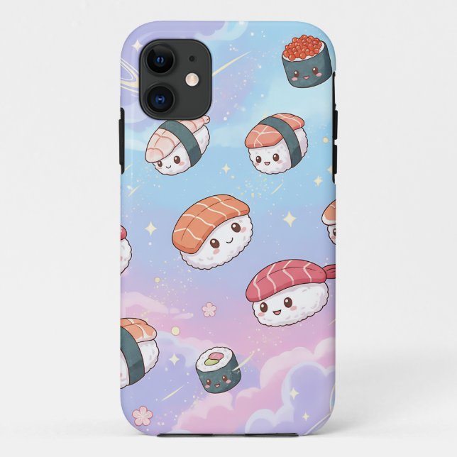 Coques Case-Mate iPhone Sushi Flying in Pastel Galaxy Sky (Dos)