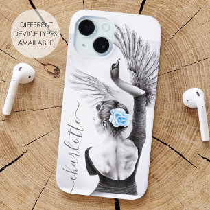 Coque Pour iPhone 15 Swan Femme danseuse Elegant Ballet Surreal art Nom