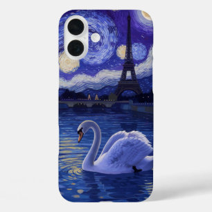 Coques iPhone 16 Plus "Swan in Paris : Starry Reflections"