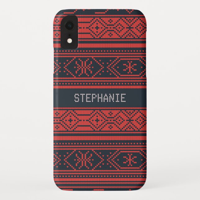 Coques Case-Mate iPhone Sweat Rouge Noir Motif Noël personnalisé (Dos)