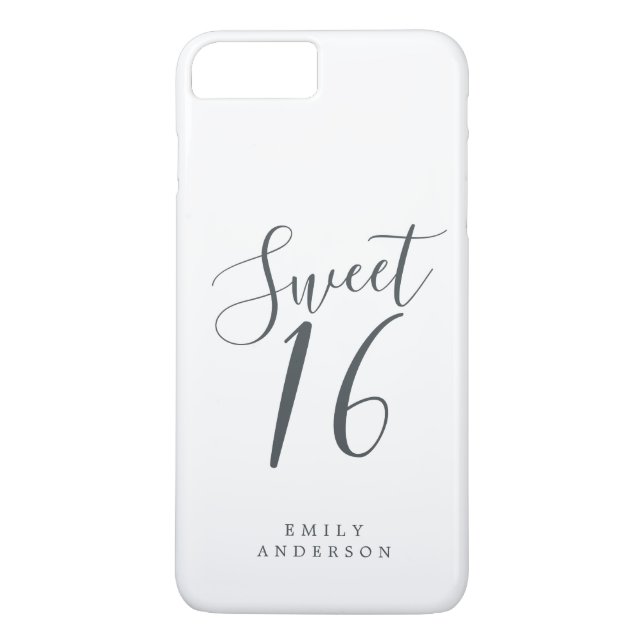 Coques Case-Mate iPhone Sweet 16 Script noir blanc 16e anniversaire (Dos)