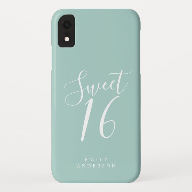 Coques Case-Mate iPhone Sweet 16 Script Sky Blue 16e anniversaire (Dos)