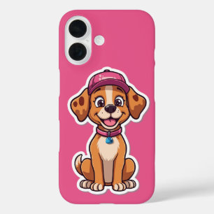 Coque Pour iPhone 16 Sweet Cartoon Chien - Happy Puppy dans Sticker Cas