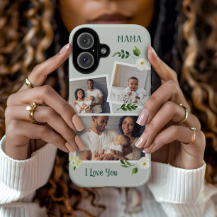 Coque Pour iPhone 16 Sweet Greenery Mama cadeau photo personnalisé