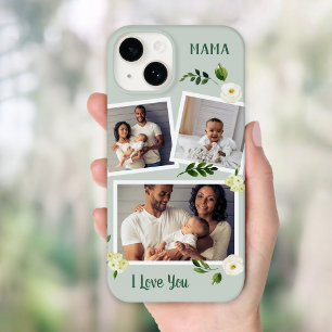 Coque Pour iPhone 14 Sweet Greenery Mama cadeau photo personnalisé