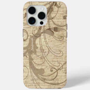 Coque iPhone 15 Pro Max Swirl d'écriture Vintage personnalisée iPhone