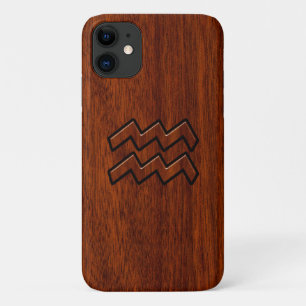 Etui iPhone Case-Mate Symbole Aquarius Zodiac Style acajou Brown