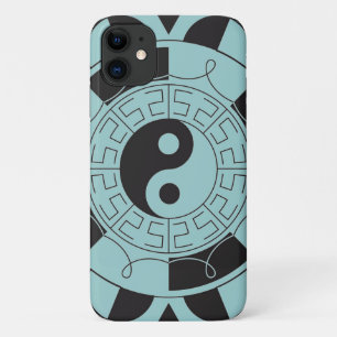 Coque iPhone 11 Symbole bleu et noir de Yin Yang