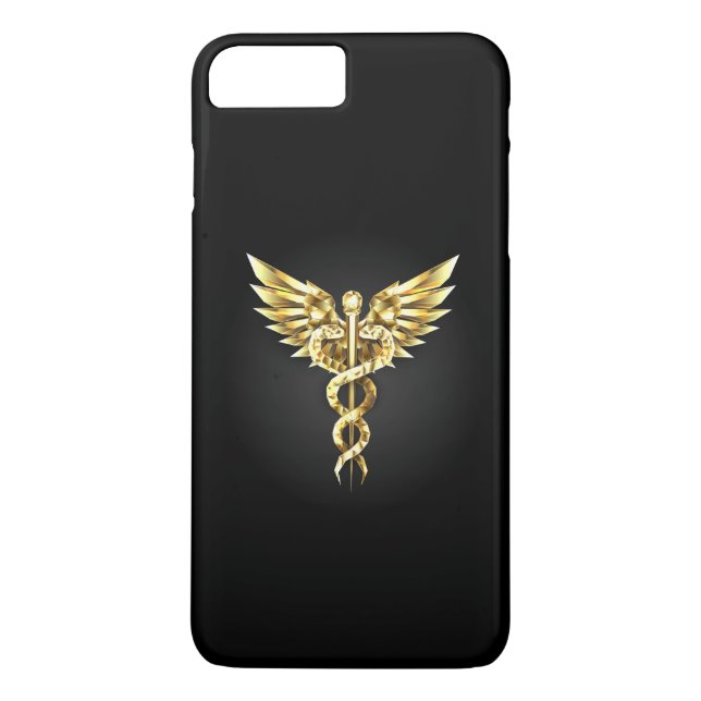 Coques Case-Mate iPhone Symbole caducee polygonale en or (Dos)