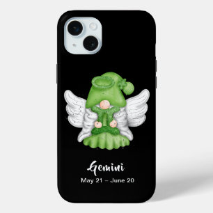 Coque iPhone 15 Mini Symbole d'astrologie Gnome Gemini Angel
