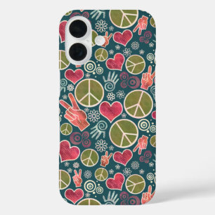 Coques iPhone 16 Symbole de la paix Hipster Pacifisme