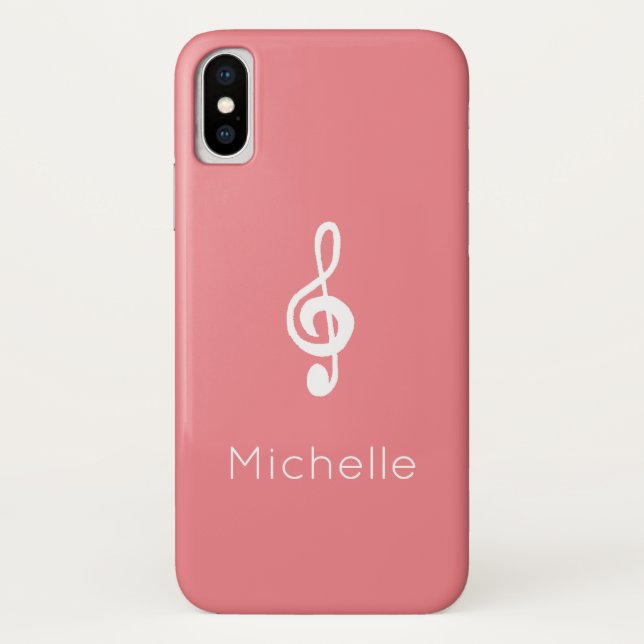 Coques Case-Mate iPhone Symbole de musique Treble Clef rose (Dos)