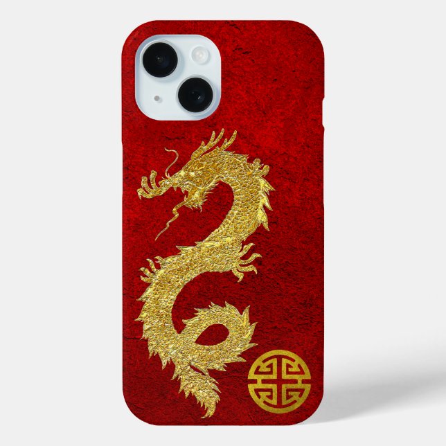 Coques Case-Mate iPhone Symbole de prospérité chinois du dragon d'or (Verso)