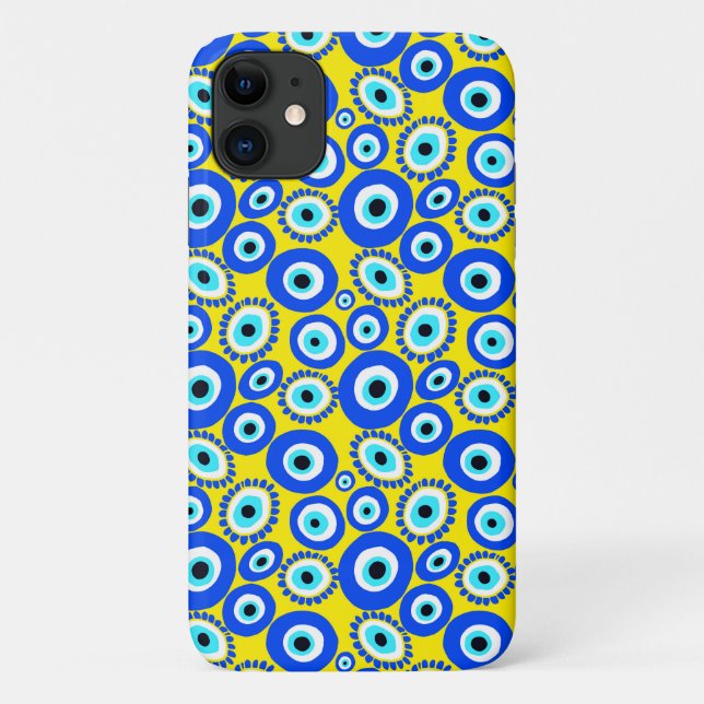 Coques Case-Mate iPhone Symbole des yeux mal Motif sur Jaune (Dos)