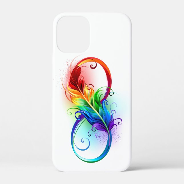 Coques Case-Mate iPhone Symbole d'infini avec plume arc-en-ciel (Verso)
