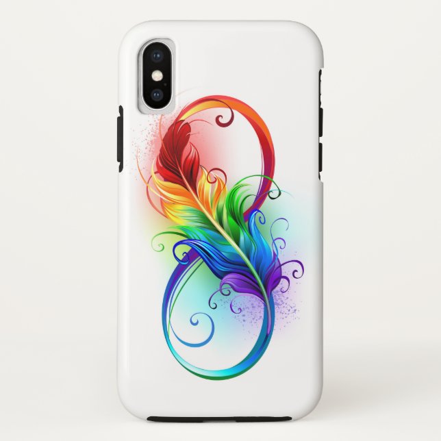 Coques Case-Mate iPhone Symbole d'infini avec plume arc-en-ciel (Dos)
