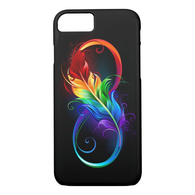 Coques Case-Mate iPhone Symbole d'infini avec plume arc-en-ciel (Dos)
