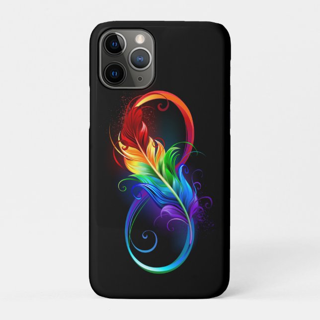 Coques Case-Mate iPhone Symbole d'infini avec plume arc-en-ciel (Dos)
