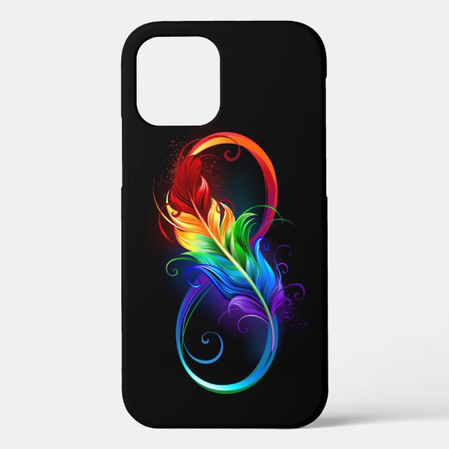 Coques Case-Mate iPhone Symbole d'infini avec plume arc-en-ciel (Verso)