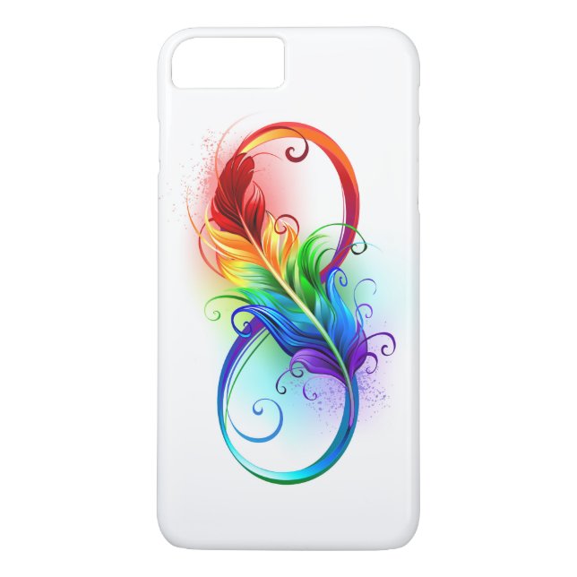 Coques Case-Mate iPhone Symbole d'infini avec plume arc-en-ciel (Dos)