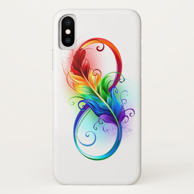 Coques Case-Mate iPhone Symbole d'infini avec plume arc-en-ciel (Dos)