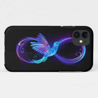 Symbole d'infini néon avec colibri brillant
