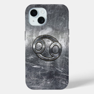 Coque Pour iPhone 15 Symbole du cancer du zodiaque Style industriel