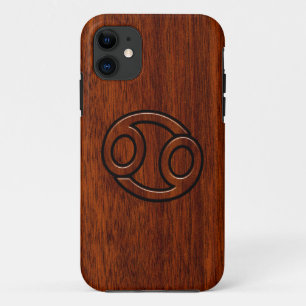 Etui iPhone Case-Mate Symbole du cancer Zodiaque sur le décor en acajou