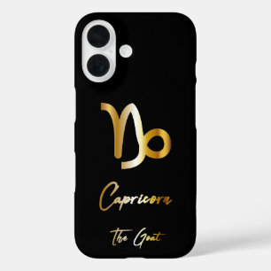 Coque Pour iPhone 16 Symbole du zio de Capricorne, noir et or
