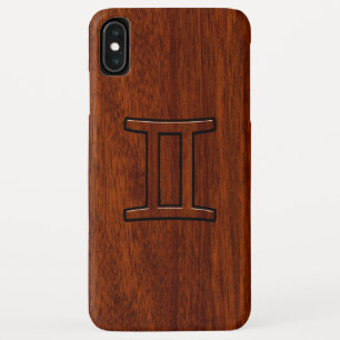 Etui iPhone Case-Mate Symbole Gemini Zodiac sur l'acajou comme décor