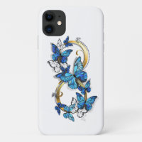 Symbole infini de papillons Morpho bleus