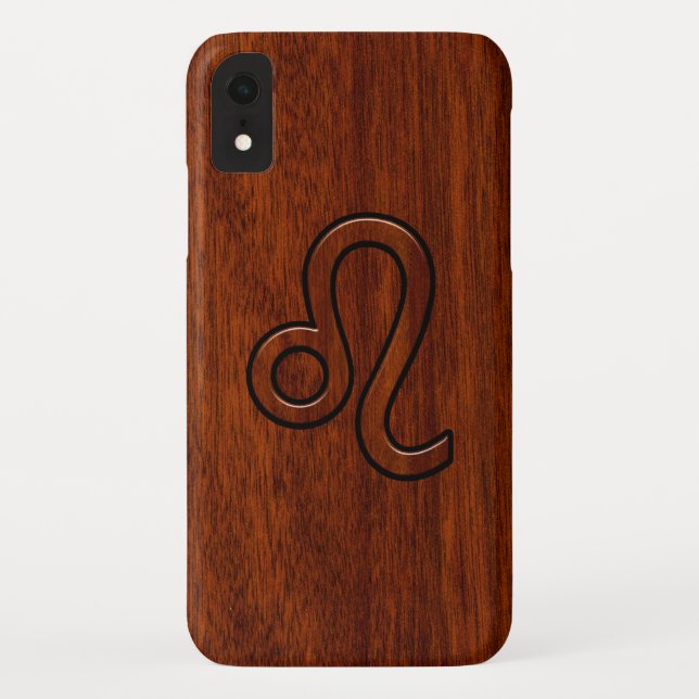 Coques Case-Mate iPhone Symbole Leo en bois d'acajou (Dos)