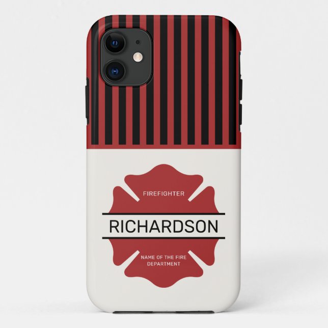 Coques Case-Mate iPhone Symbole logo rouge du pompier personnalisé (Dos)