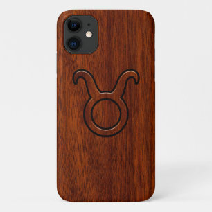 Case-Mate iPhone Case Symbole Taurus Zodiac sur imprimé style acajou