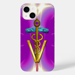 Coques Pour iPhone SYMBOLE VÉTÉRINAIRE DE CADUCE D'OR / Fuchsia rose