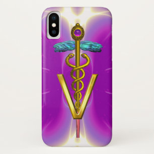 Case-Mate iPhone Case SYMBOLE VÉTÉRINAIRE DE CADUCE D'OR / Fuchsia rose