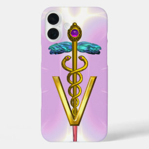 iPhone 16 Plus Case SYMBOLE VÉTÉRINAIRE DE CADUCE D'OR Lilac rose clai