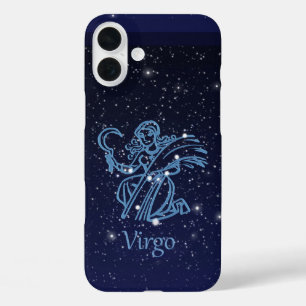 Coques iPhone 16 Plus Symbole Virgo Constellation et Zodiac avec étoiles