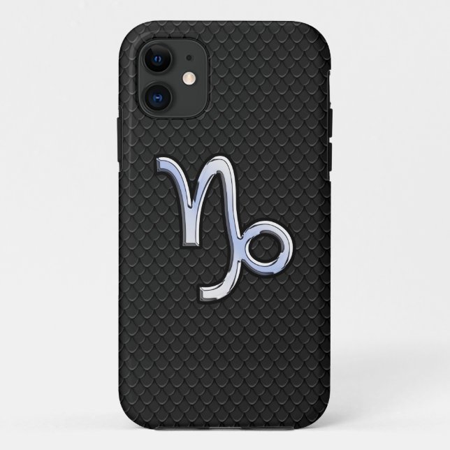 Coques Case-Mate iPhone Symbole Zodiac Chrome Argent Capricorne (Dos)