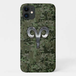Coque iPhone 11 SYMBOLE Zodiaque Aries Camouflage numérique Woodla