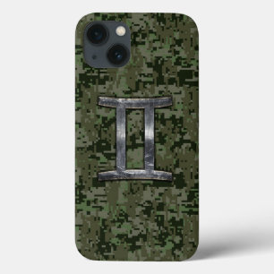 iPhone 13 Case SYMBOLE Zodiaque Gemini sur Camouflage numérique v