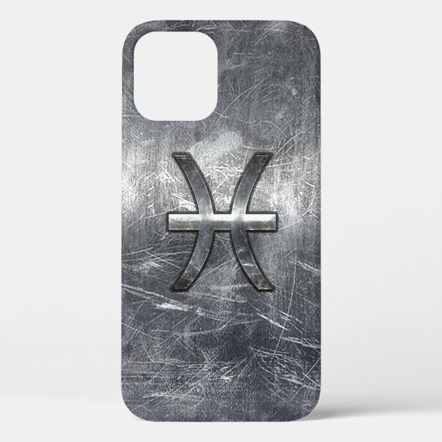 Coques Case-Mate iPhone Symbole zodiaque Pisces en Acier Grunge Imprimer (Verso)