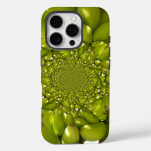 Coques iPhone 16 Pro Symétrie Tropicale   Kaléidoscope de Banane Verte 