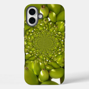 Coques iPhone 16 Plus Symétrie Tropicale   Kaléidoscope de Bananes Verte