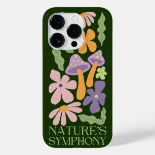 Coque Pour iPhone 14 Pro symphonie de la nature fleur rétro minimaliste col