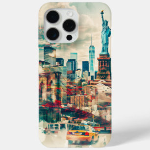 Coque iPhone 15 Pro Max Symphonie de New-York : Statue de la Liberté et Ta